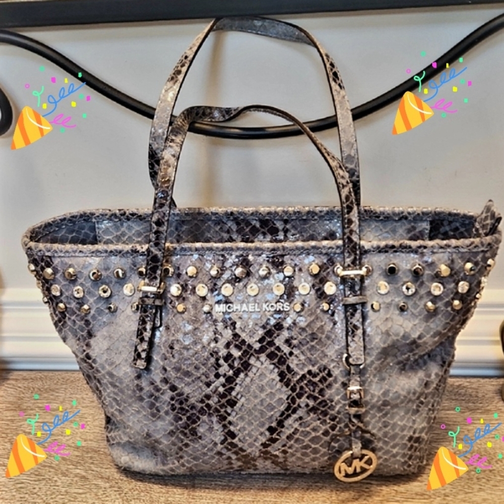 Michael Kors Python Studded Tote EUC